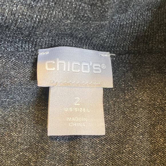 Dark Gray Cowl Neck Faux Layered Sweater - Chico’s Size 2 (L) - Picture 3 of 5